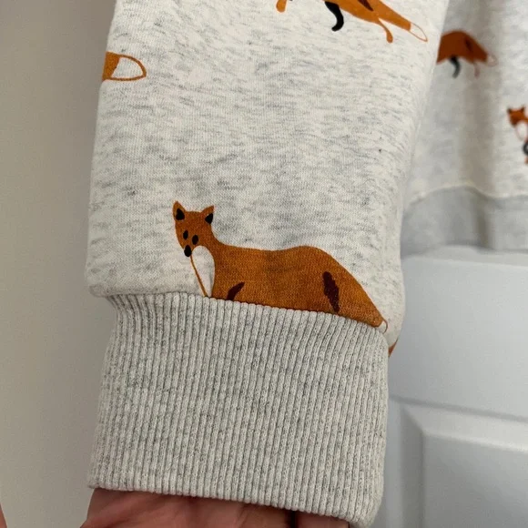 sm wardrobe Fox Print on Oatmeal Colored Cotton Blend Sweatshirt Women’s Large - Picture 7 of 14
